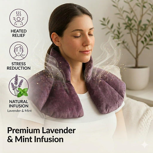Kozi Neck Heating Pad | Microwaveable Weighted Shoulder Heating Pad | Neck and Shoulder Heating Pad with Clay Beads & Aromatherapy (Amethyst)