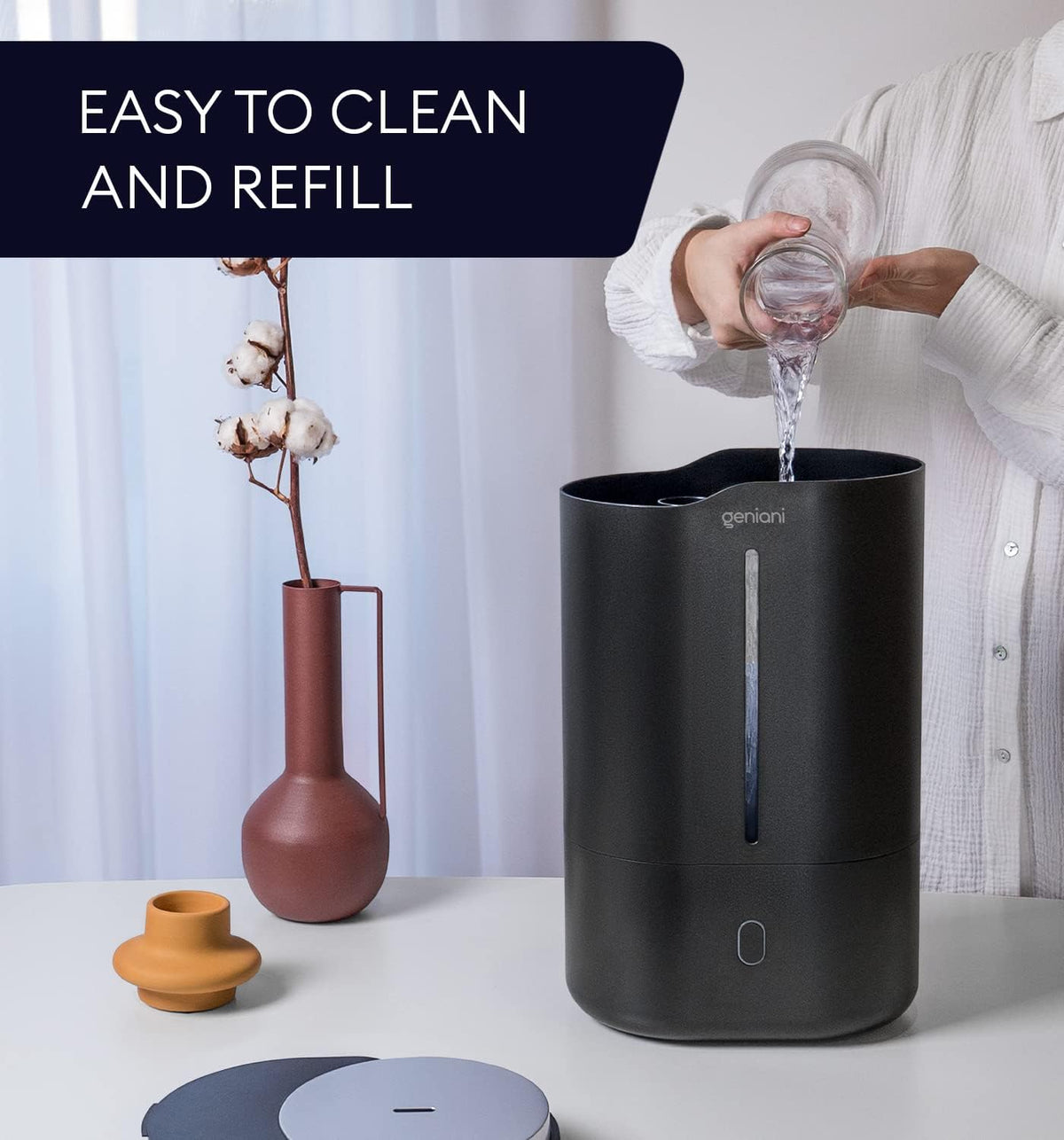 GENIANI Cool Mist Air Humidifiers for Bedroom, Plants, and Large Rooms - Quiet Humidifiers for Baby Room with Auto Shut Off & Night Light (3.9L, White)