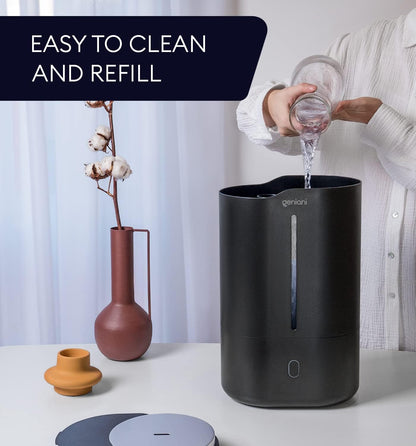 GENIANI Cool Mist Air Humidifiers for Bedroom, Plants, and Large Rooms - Quiet Humidifiers for Baby Room with Auto Shut Off & Night Light (3.9L, White)