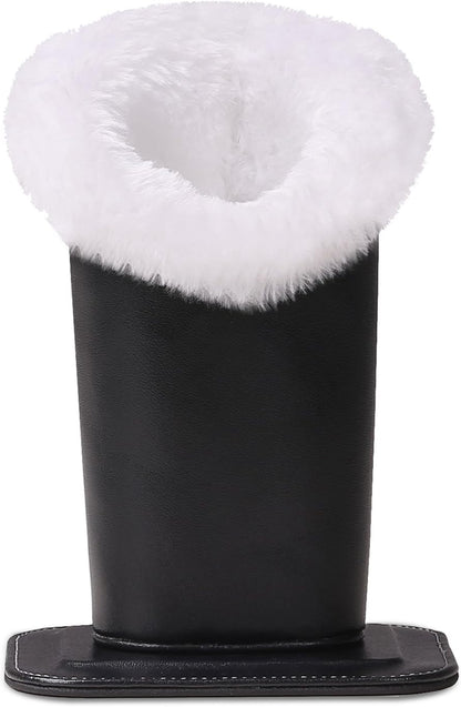 MoKo Eyeglasses Holder, Modern Velvet Plush Lined PU Leather Household Magnetic Holder Protective