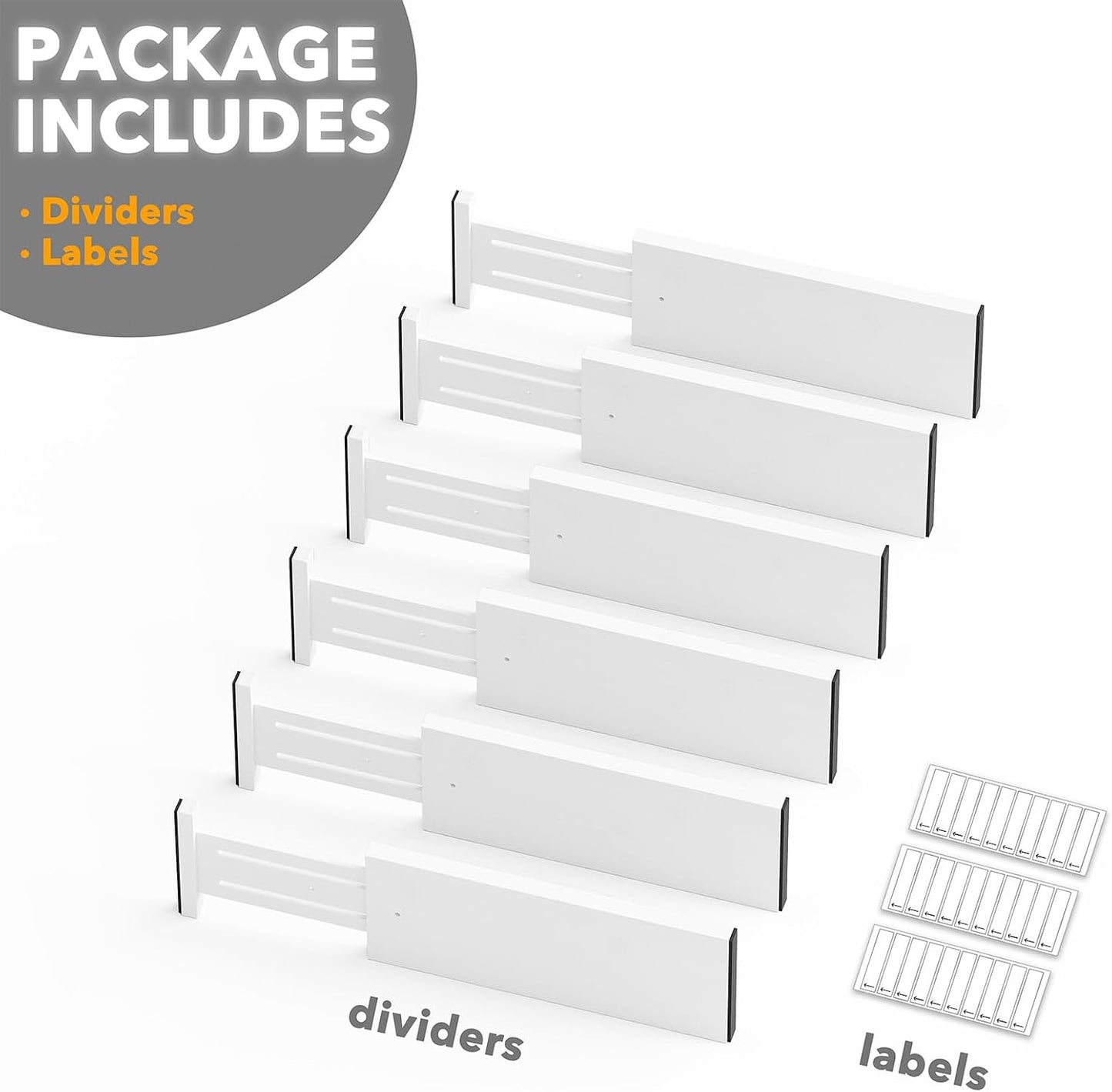 SpaceAid Bamboo Dresser Drawer Dividers 6 Pack, 4.65“ High Adjustable 12.5“-17” Drawer Organizers, Expandable Organization for Clothing, Clothes, Dressers, Natural