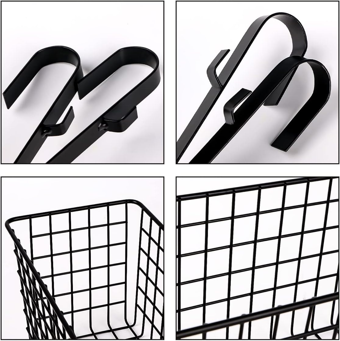 Metal Hanging Bedside Basket for Bunk Beds & Collage Dorms - Cabinet Wire Organizer for Storage, Multi-Use Large Organizing Caddy for Bedroom, Office (Black/Large)