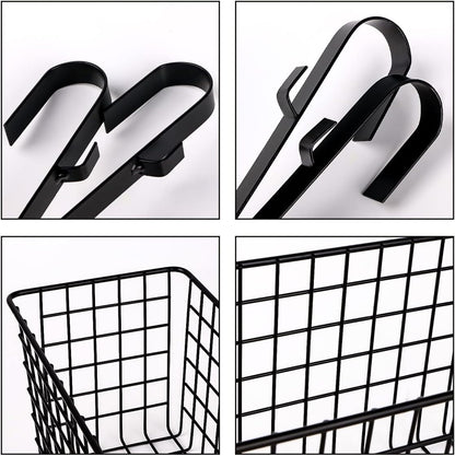Metal Hanging Bedside Basket for Bunk Beds & Collage Dorms - Cabinet Wire Organizer for Storage, Multi-Use Large Organizing Caddy for Bedroom, Office (Black/Large)