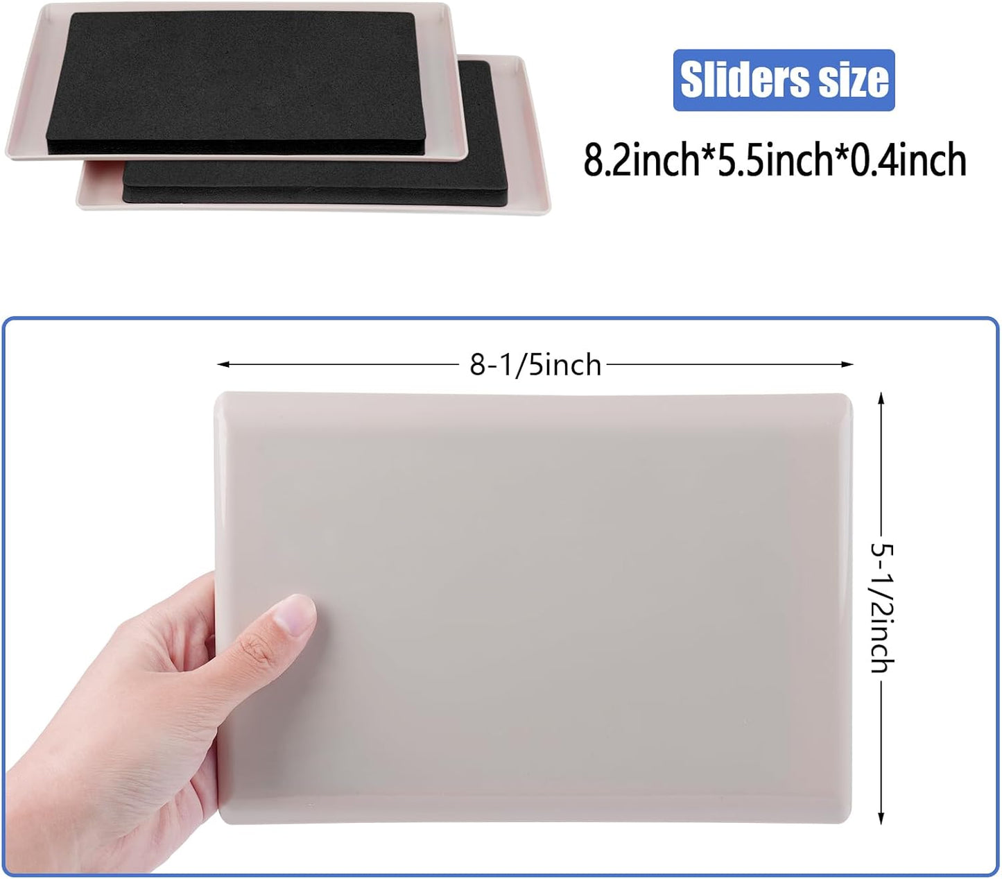 8 Pack Furniture Sliders for Carpet, 8-1/5"x 5-1/2" Large Furniture Sliders, Sliders for Furniture on Carpet Surface, Make Heavy Furniture Moving a Breeze!