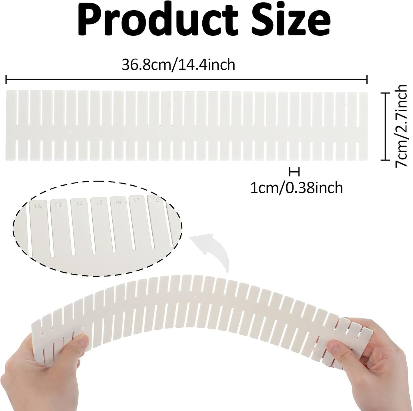 14.5 in White Adjustable Drawer Dividers, TWUTGAYW 8PC DIY Grid Drawer Organizer Dividers, Plastic Organizer Separator for Socks Underwear Makeup Cosmetic Clothes Can Help Tidy Kitchen Bedroom Dresser