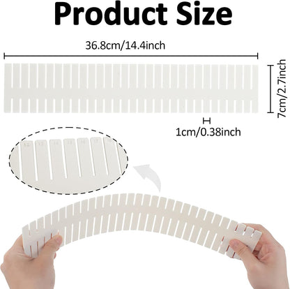 14.5 in White Adjustable Drawer Dividers, TWUTGAYW 8PC DIY Grid Drawer Organizer Dividers, Plastic Organizer Separator for Socks Underwear Makeup Cosmetic Clothes Can Help Tidy Kitchen Bedroom Dresser