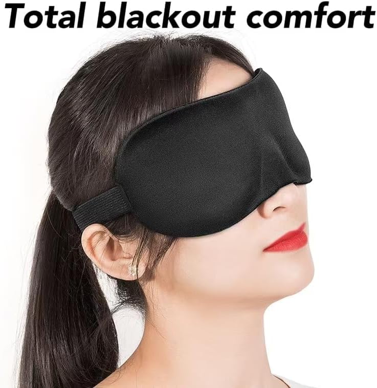 Sleep Mask for Side Sleepers with 3D Contoured Eye Cover – Light Blocking and Zero Pressure, Soft Breathable Fabric, Adjustable Strap for Women and Men, for Travel, Airplane, Nap, Meditation, Black
