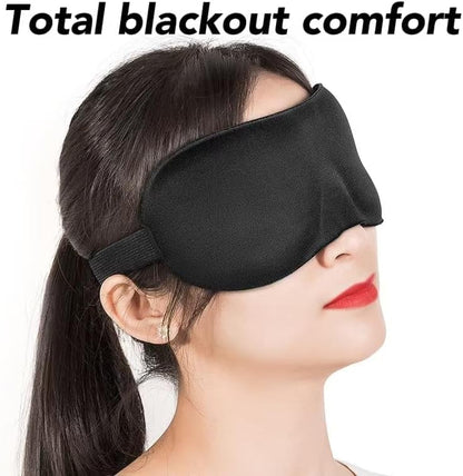 Sleep Mask for Side Sleepers with 3D Contoured Eye Cover – Light Blocking and Zero Pressure, Soft Breathable Fabric, Adjustable Strap for Women and Men, for Travel, Airplane, Nap, Meditation, Black