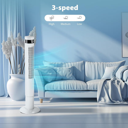 Antarctic Star Tower Fan 85°Oscillating Fan Quiet Cooling 12H Timer Remote Control Bladeless Electric 3 Speeds Wind 3 Modes, 42INCH, PINK