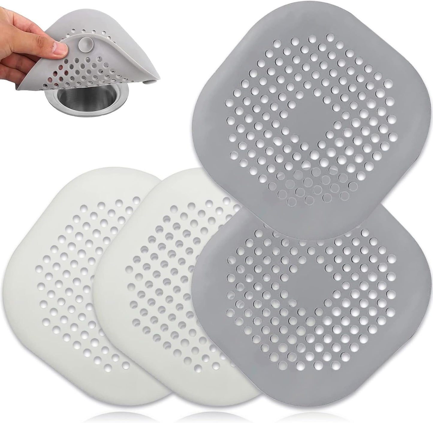 2 Pack Shower Drain Hair Catcher, Silicone Drain Cover with Suction Cup,Shower Drain Protector Drain Strainer Hair Stopper for Kitchen Bathroom Bathtub Sink(New Black 2Pack)