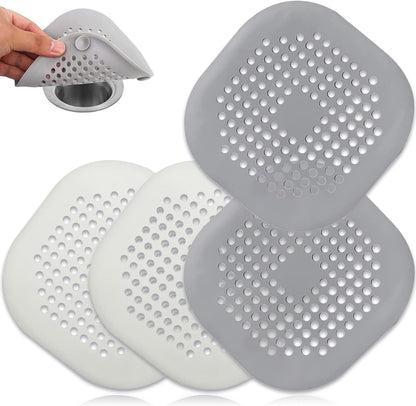2 Pack Shower Drain Hair Catcher, Silicone Drain Cover with Suction Cup,Shower Drain Protector Drain Strainer Hair Stopper for Kitchen Bathroom Bathtub Sink(New Black 2Pack)