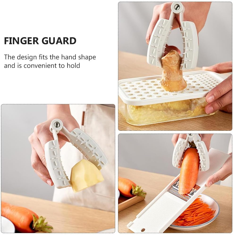 Cabilock 2pcs Finger Guard Mandolin Guard Vegetables Fruit Cutting Finger Protector Kitchen Tool Mandolin Slicer Grater Guard Food Safety Holder for Chopping Grating (Grey)