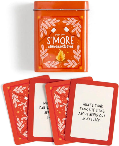 Pippi Post S'More Nature Conversation Cards with Tin, 50 Outdoor Prompts | 50 Conversation Starter Cards, Decorative Storage Tin, Ice Breaker Game