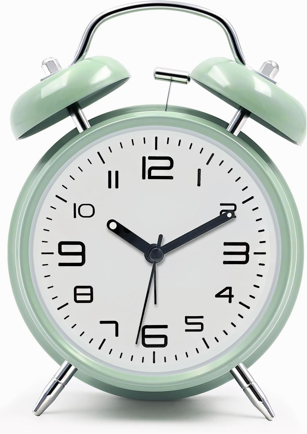 Azyh Loud Alarm Clock for Heavy Sleepers Adults, Metal 4 Inches Twin Bell Battery Operated Alarm Clocks for Bedrooms Decoration, Silent Non-Ticking, Back-to-School Gift (Red Brown)