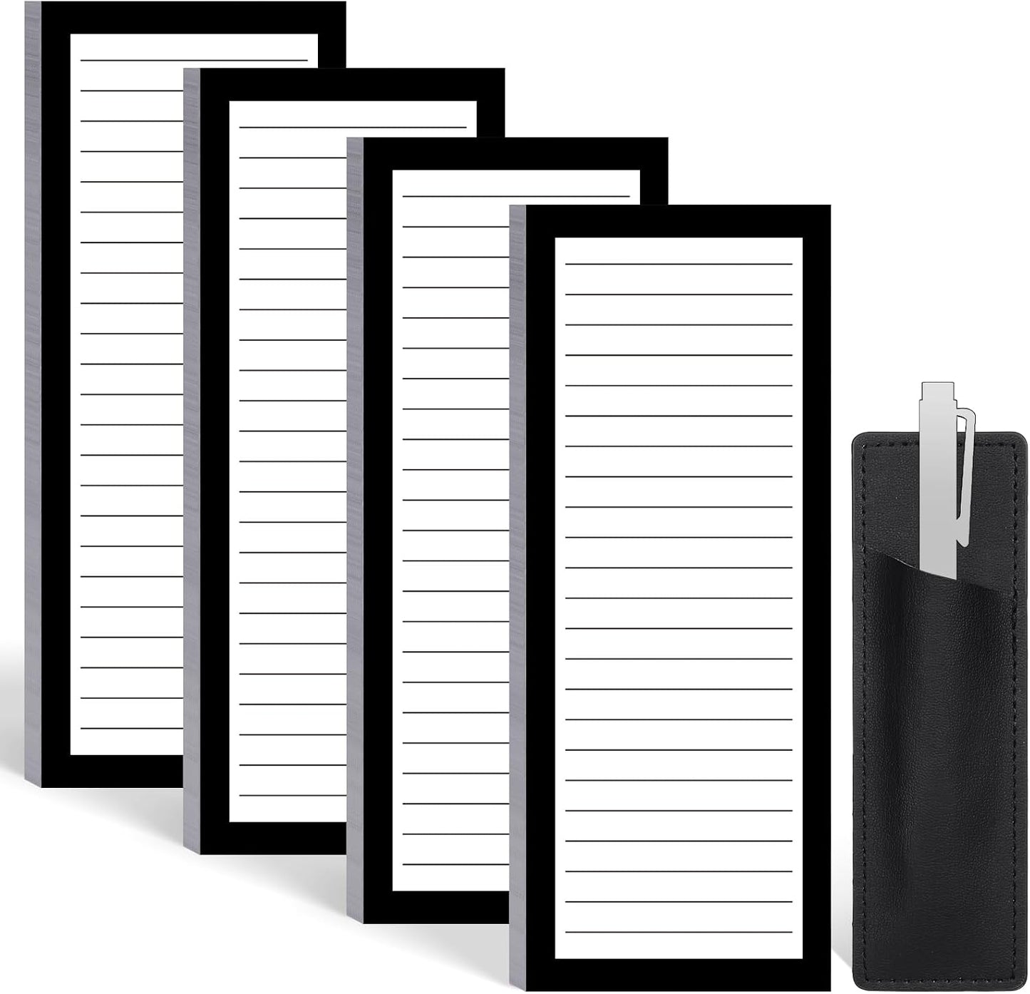Thboxes 4 Pack Magnetic Note Pad for Fridge with Pen Holder, Totally 200 Sheets Grocery List Magnet Pad for Refrigerator Magnetic Shopping List Pad（Fruit Design） | Full-Back Magnet, 80Gsm FSC-certified Paper, School Office Home Supplies Grocery List