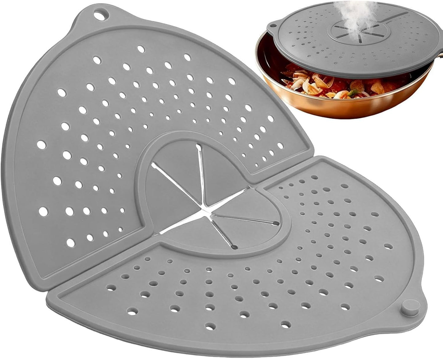 Splatter Guard for Frying Pan Foldable Silicone Cover | Rotatable Grease Splatter Guard for Frying, Pot, Boiling, Stewing, Steaming, Home, Kitchen