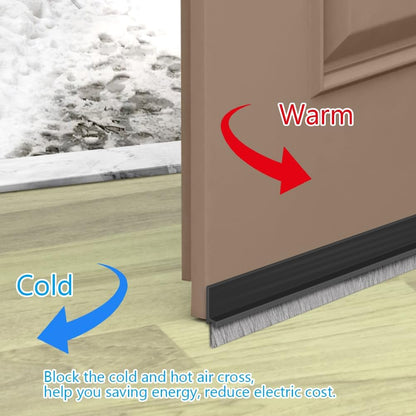 Ainiv Door Draft Stopper Under Door Seal, 2" W x 39" Cutable Soundproof Door Seal, Adhesive Under Door Sweep Weather Stripping Soundproof Kit, Under Door Draft Stopper Seals Anti-Collision-Black