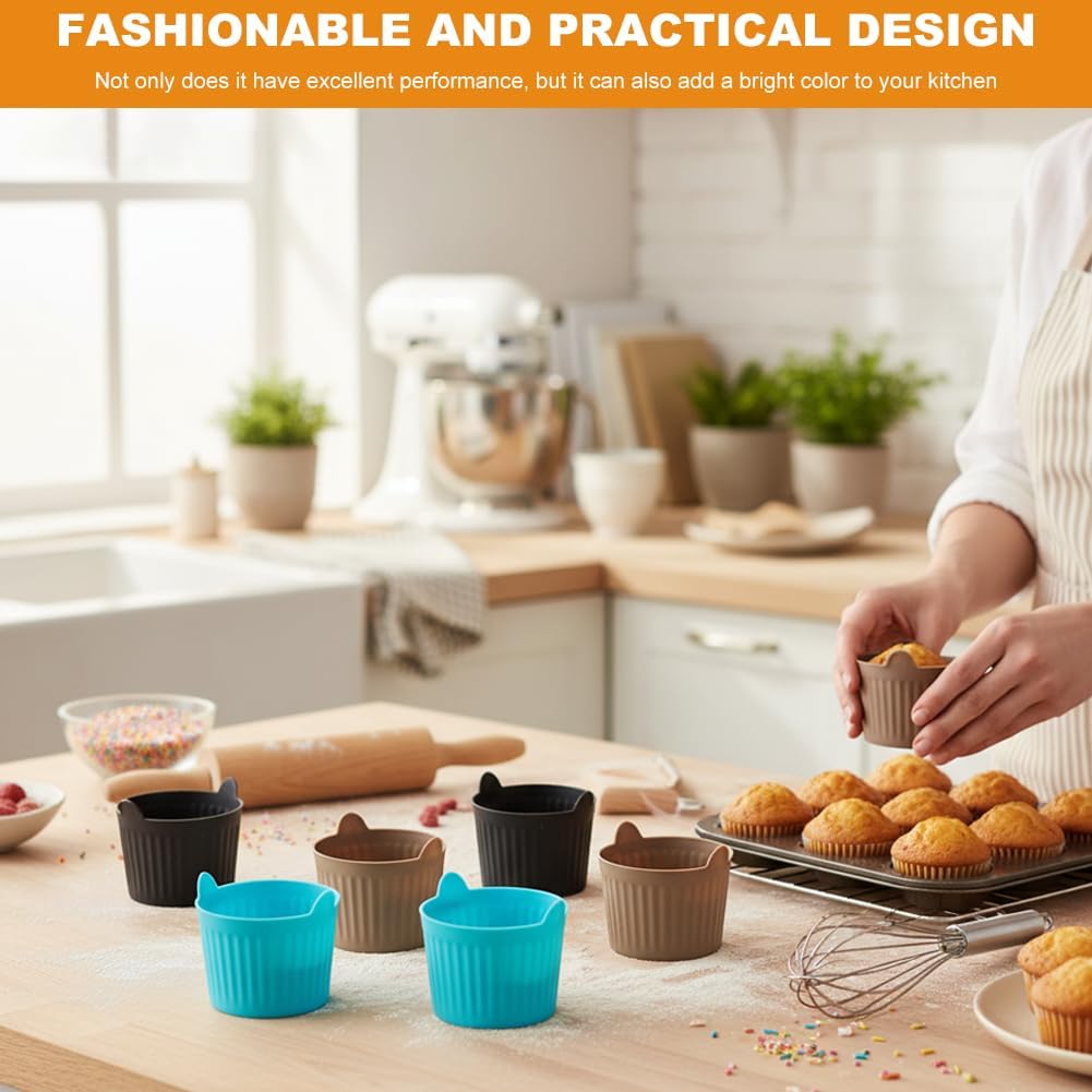 8 Pcs Air Fryer Baking Ramekins, Reusable Silicone Muffin Cups, Non-Stick Egg Bite Mold Baking Cups Air Fryer Accessories for Eggs, Muffins, Cupcakes, Puddings, Tarts, Custards(COLOR:Multi)