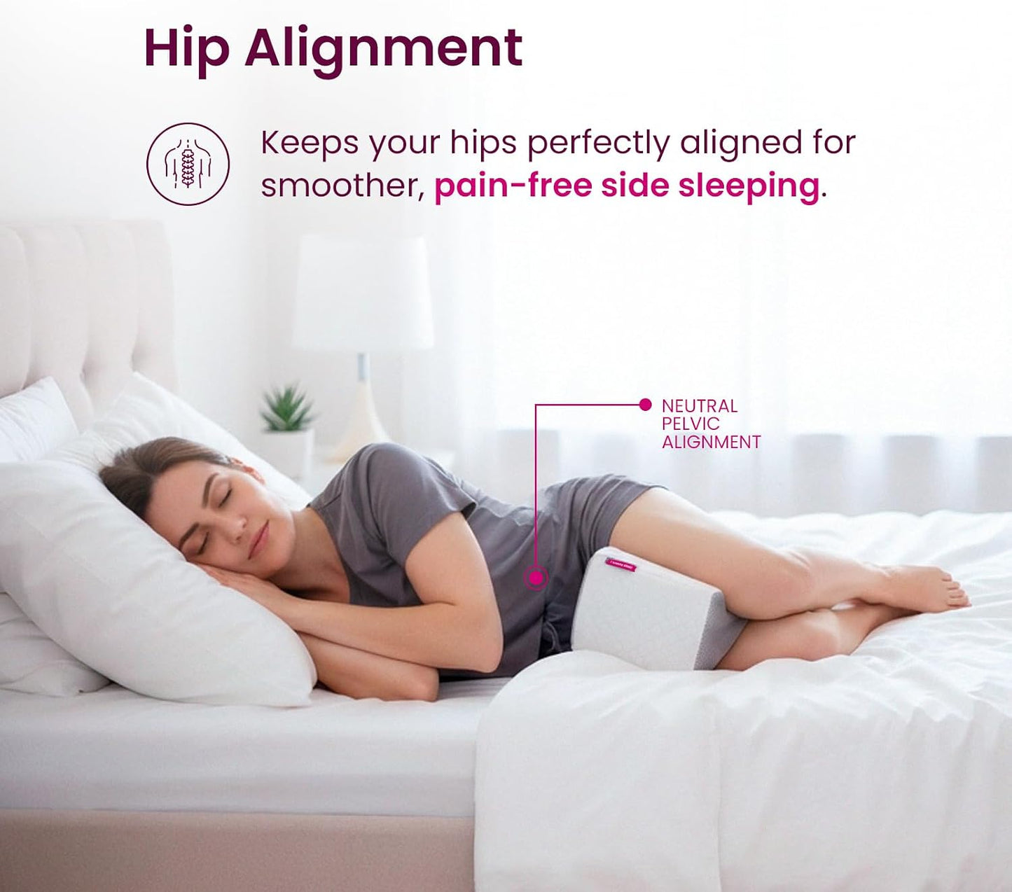 IWS Ergonomic Knee Pillow – Premium Memory Foam for Hip, Leg & Spine Alignment, Sciatica Pain Relief, Cooling Breathable Cover for Side & Back Sleepers