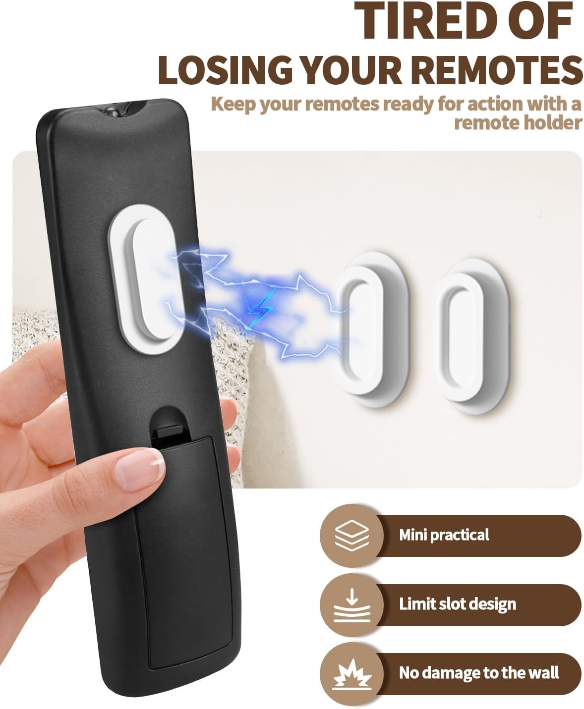 6 Pack Magnetic Remote Control Holder – Upgraded Silicone Magnetic Wall Mount for TV, Fan & Air Conditioner Remotes – Self-Adhesive, No-Drill Remote Control Holder Wall Mount