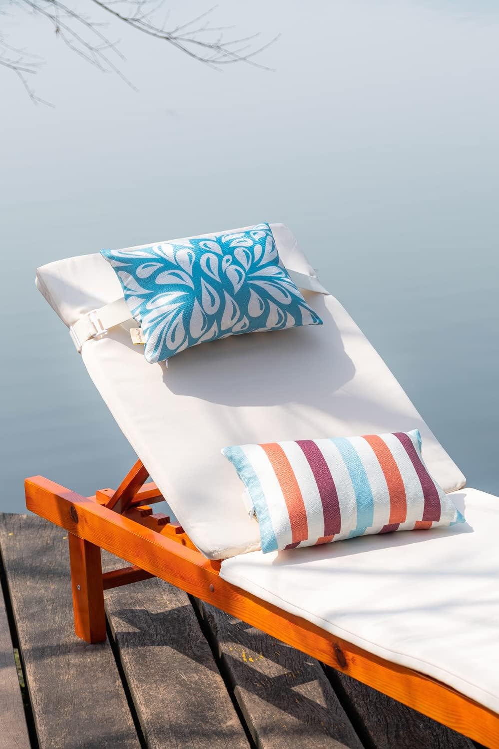 Outdoor Neck Pillow for Recliner,Patio Chaise Lounge Waterproof Headrest Pillow with Adjustable Elastic Stripe,Small Pillows Attachment for Office Chair,Car Seat Head or Lumbar, Navy Blue 2Pack