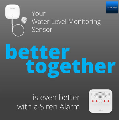YoLink LoRa Smart Water Level Monitoring Sensor, Wireless Battery-Powered Float Switch Alarm, Sump Pump Alarm, AC Condensate Overflow, Tank Level, Toilet Leak Sensor, 105dB Siren, YoLink Hub Required