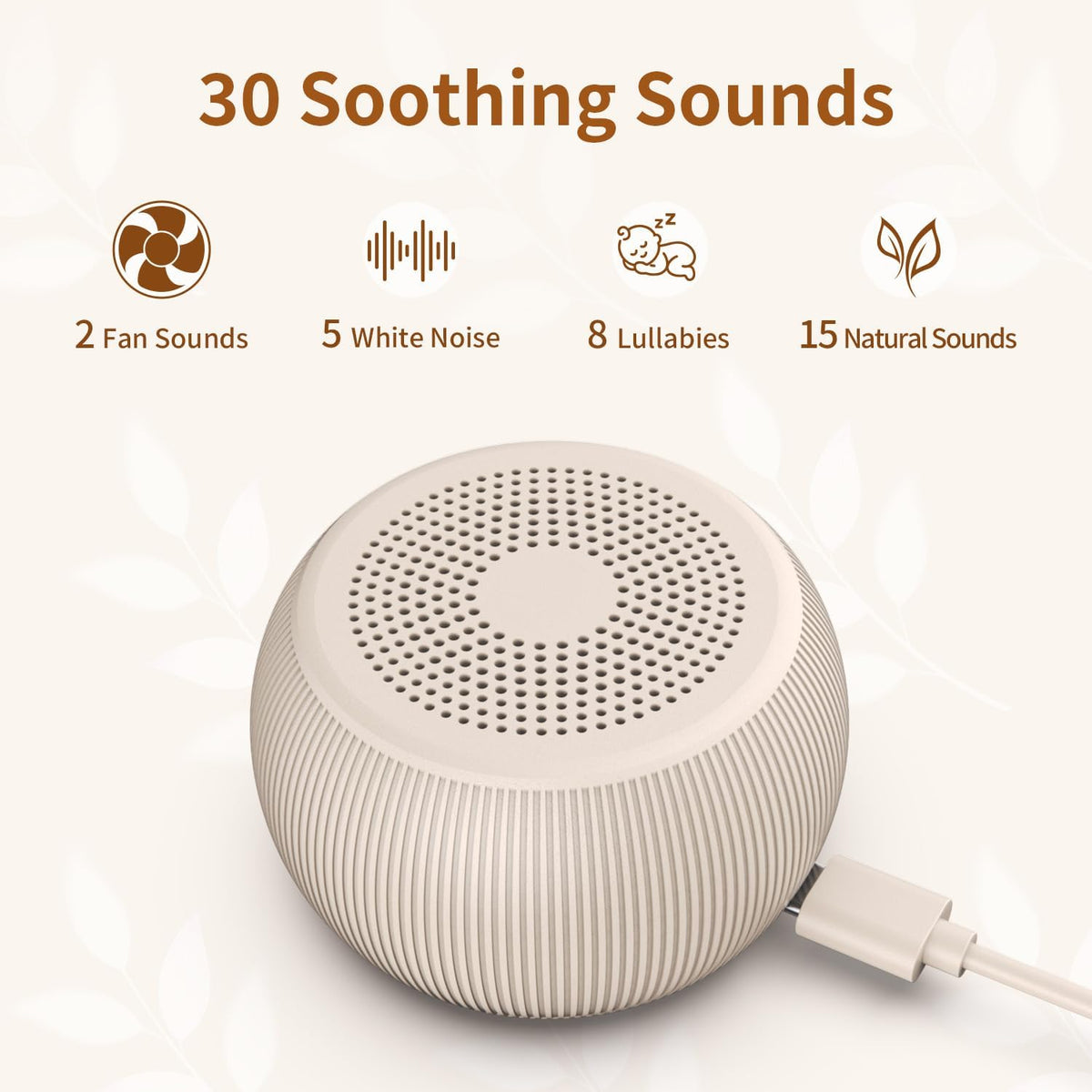 Portable Travel Sound Machine White Noise Machine 40h Battery Brown Noise Machine 30 Soothing Sounds & Hushing Sound for Baby 4 Timers Memory Function 32 Adjustable Volume for Kids Adults Home Office