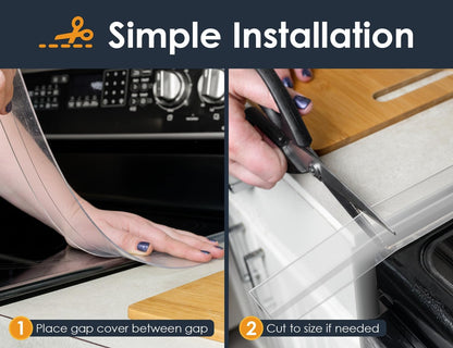 Linda’s Essentials Silicone Stove Gap Covers (2 Pack), Heat Resistant Oven Gap Filler Seals Spaces Between Stovetop and Counter, Easy to Clean Stove Side Guard (25 Inches, Clear)