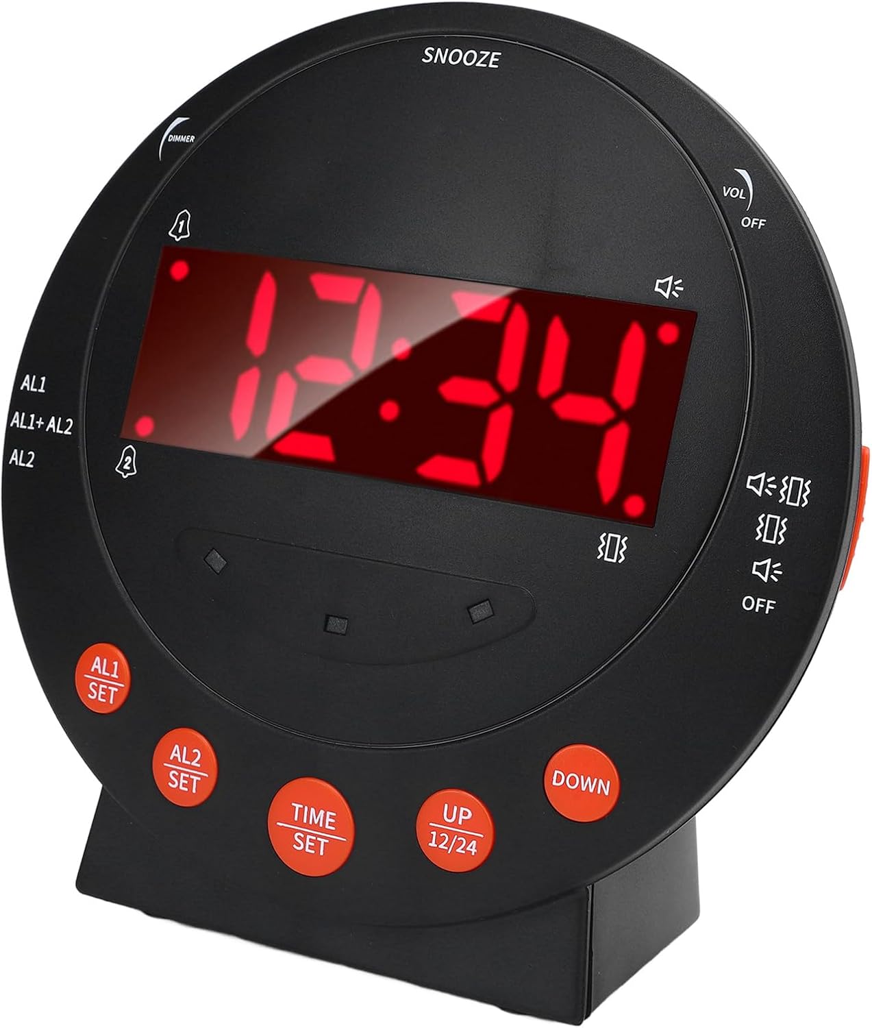 Fabater Vibrating Alarm Clock, Powerful Bed Shaker for Heavy Sleepers LED Vibration Reminder Clock Dual USB Charging Alarm with Adjustable Brightness Stepless Volume Control for