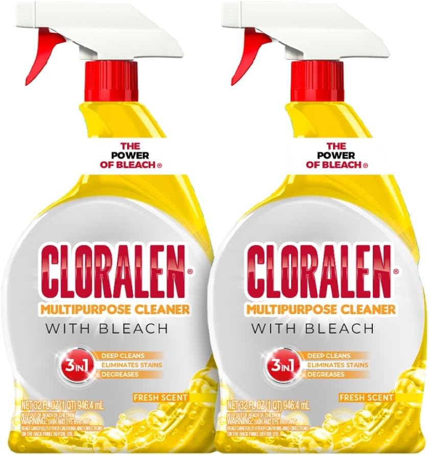 Cloralen All Purpose Cleaner with Bleach Spray - 32 fl oz - Fresh Scent | 3-in-1 Multipurpose Cleaner Spray - Deep Cleans, Eliminates Stains & Degreases