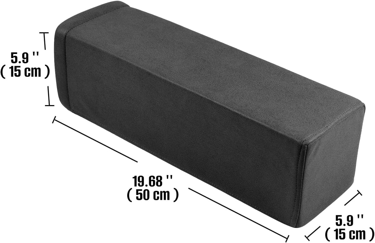 2 Pack Couch Arm Rest Pillow, 6''x6''x20'' Faux Leather Waterproof Cover, High Density Foam Armrest Cushion, Removable & Washable Elbow Support for Sofa, Bed, and Armchair (Medium Grey)