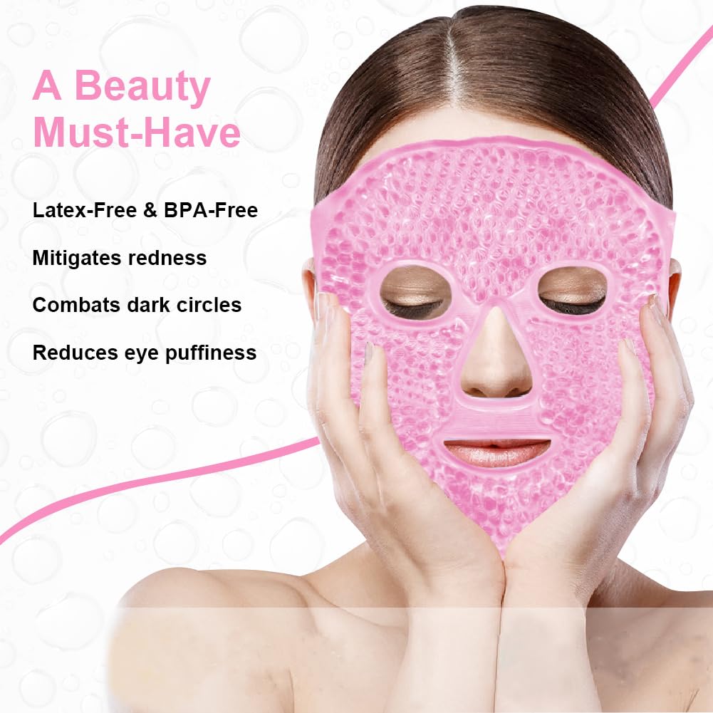 Cold Face Eye Masks Ice Face Mask Hot Cold Compress for Dark Circles, Puffiness, Migraines, Headache, Stress, Redness, Cooling Face Masks for Women Man, Skin Care