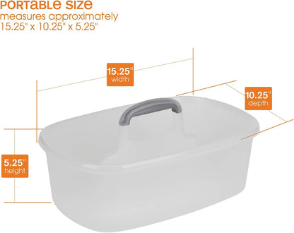 Casabella Plastic Multipurpose Cleaning Storage Caddy with Handle, 1.5-Gallon, Clear