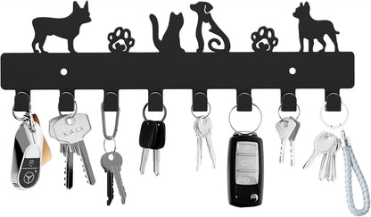 GTK Key Holder for Wall Key Hooks with Tray and 6 Hooks, Wall Mounted Key Holder for Hallway, Key Rack with Shelf for Mail Storage (Black)