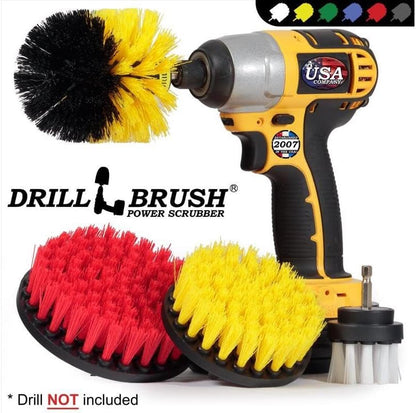 Drillbrush Electric Nylon Drill Brush Attachment Set for Bathroom Cleaning | Power Scrubber Brush Kit for Bathtub, Shower & Tile - Grout Cleaner Kit - All-Purpose Household Cleaning Brushes for Drill