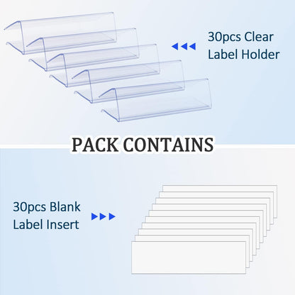 50pcs Labels for Storage Bins Plastic Label Clip, Basket Labels Clip On Wire Shelf Price Label Holder Merchandise Sign Display Holder, 50pcs Label Insert Included (6x4cm)