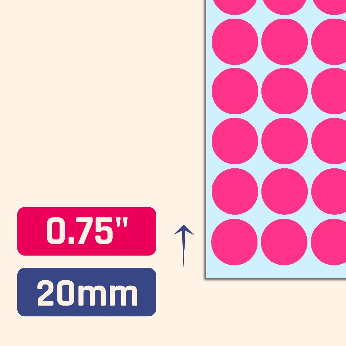 2000 Pack, 3/4" Round Colored Dot Stickers Labels - 10 Colors