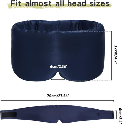 100% Handmade Bamboo Sleeping Eye Mask for Women for Men,Night Masks,Organic Sleep Mask,Blockout Eye Mask for Sleeping,Large Size Adjustable (Navy Blue)