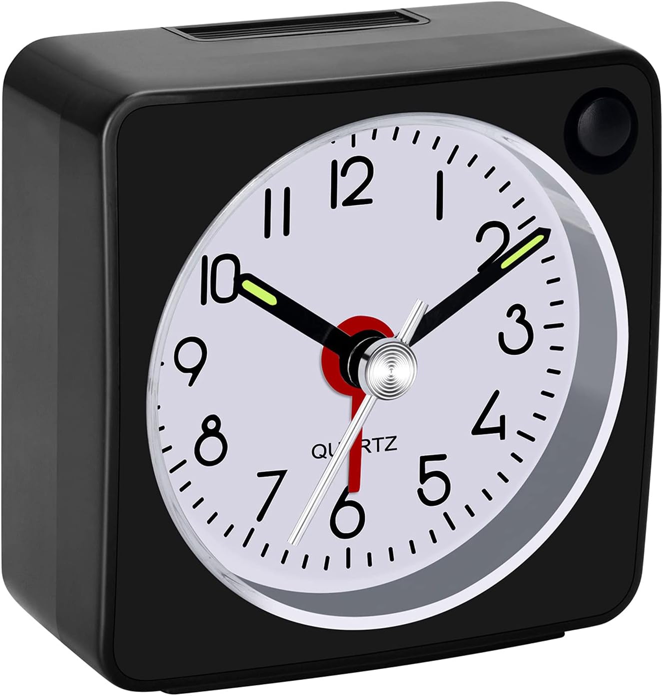 Travel Analog Alarm Clock, 2.25 inch, Ultra Small Clock with Snooze and Light Function, Super Silent Non Ticking, Battery Operated, Easy Setting