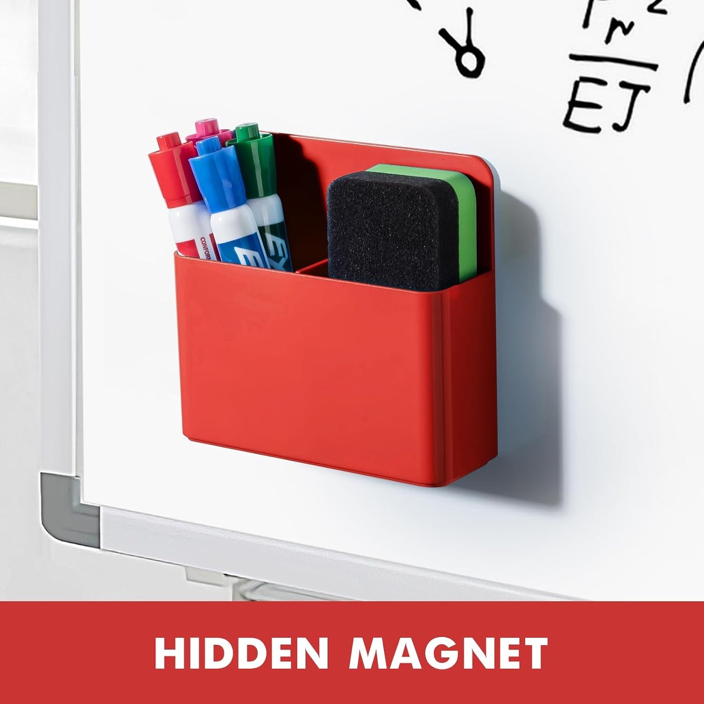BEYGORM Plastic Magnetic Pen Holder, Powerful Magnet, 2 Pack | Classroom Must Haves, Dry Erase Marker Holder for Whiteboard, School Locker Organizer, Pencil Cup for Refrigerator(Black)