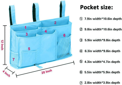 Sugaroom Bedside Storage Caddy, Bunk Bed Organizer Bed Storage Pocket Bedside Organizer Hanging Bed Storage Caddy for College Dorm Room, Hospital Bed Rails, Baby Bed, Camp