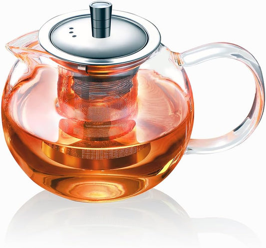 TMOST Glass Teapot with Removable Infuser 650ml/22oz Glass Tea Kettle Teapot blooming Loose Leaf Tea pot Tea Maker Stovetop Safe (22.0, Fluid Ounces)