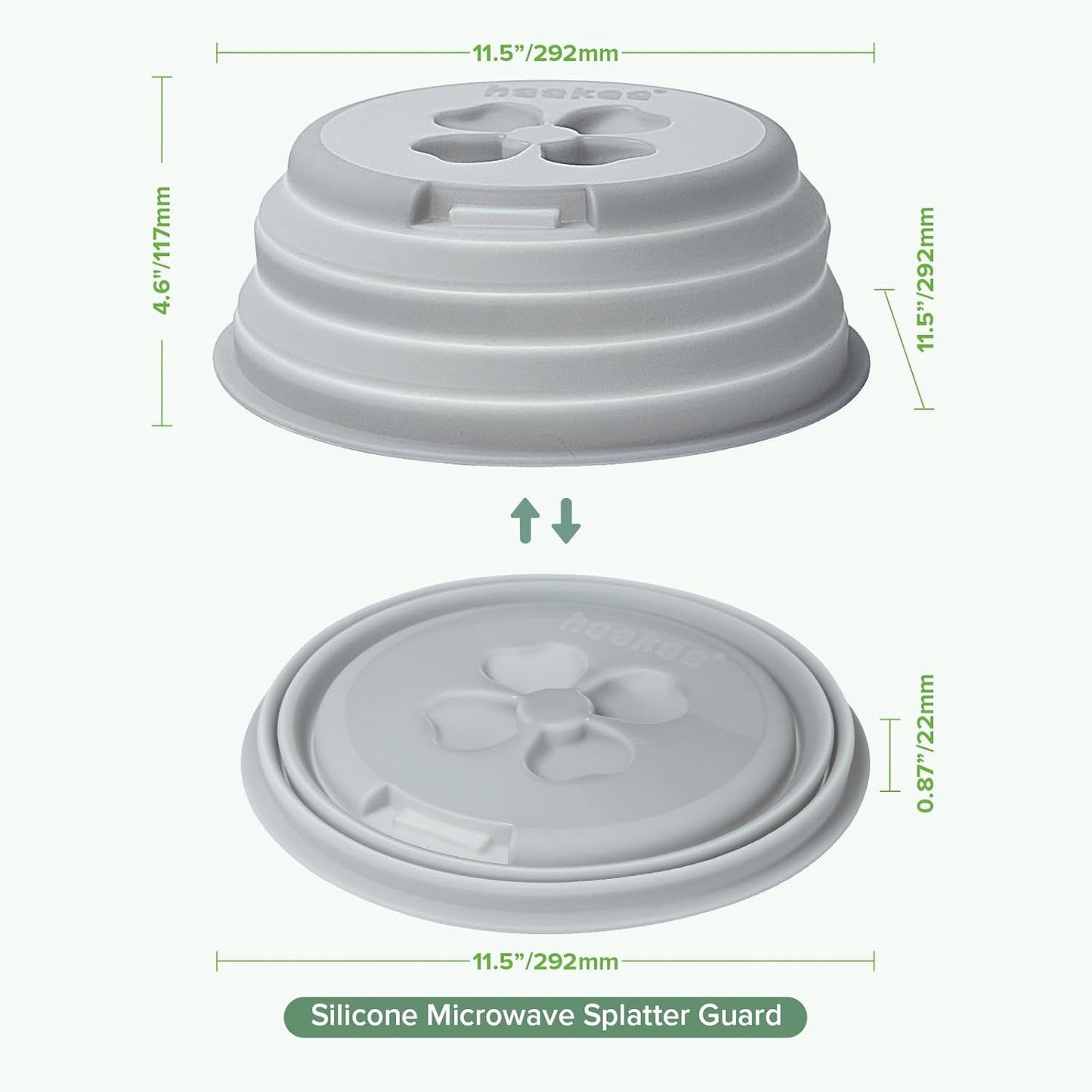 haakaa Collapsible Silicone Microwave Splatter Cover for Food, 11.5 Inch | BPA Free Silicone, Vented Microwave Plate Cover, Easy-Lift Grip, Dishwasher Safe, Heat Resistant, Fits Plates & Bowls