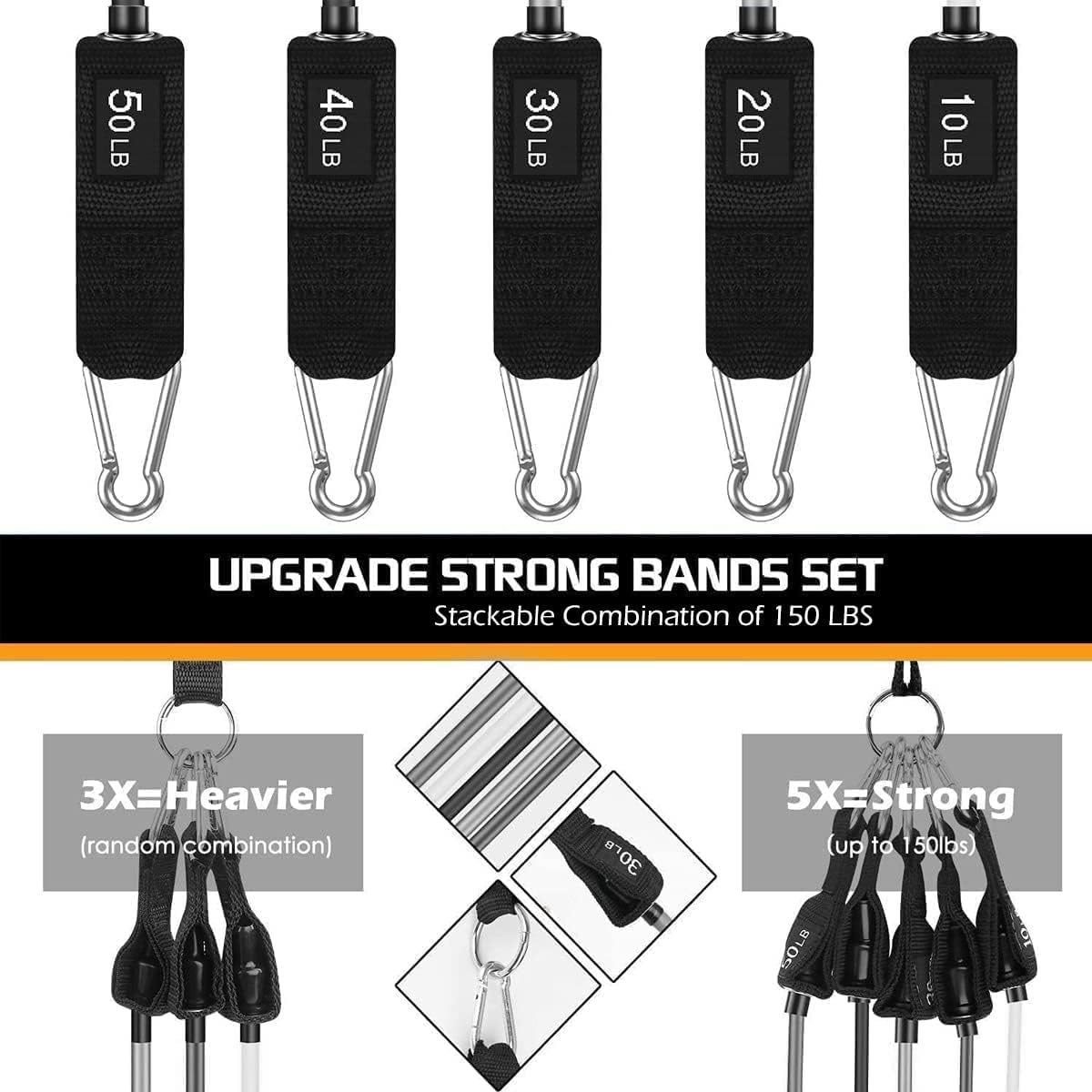 VElCK Resistance Bands Set with Handles for Exercise, Workout and Home Gym | 100% Natural Latex, 10-150LBS, Versatile for Yoga, Pilates, Strength, Home Gym