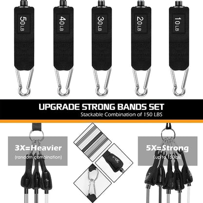 VElCK Resistance Bands Set with Handles for Exercise, Workout and Home Gym | 100% Natural Latex, 10-150LBS, Versatile for Yoga, Pilates, Strength, Home Gym