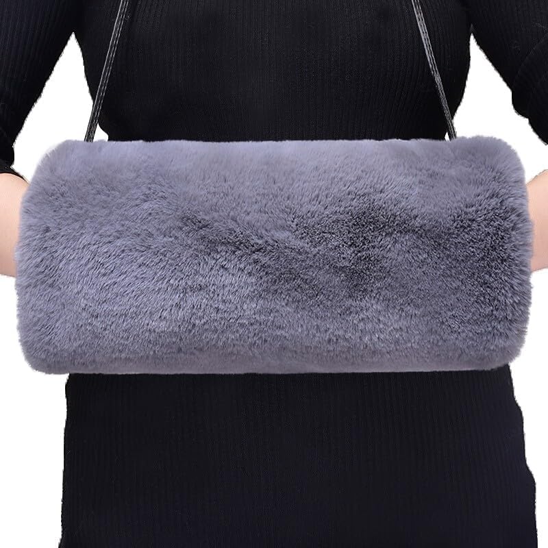 Faux Fur Hand Muffs for Women Winter Warm Arm Hand Warmer Gloves Arms Warmer Fluffy Warm Faux Fur Muffs with Strap