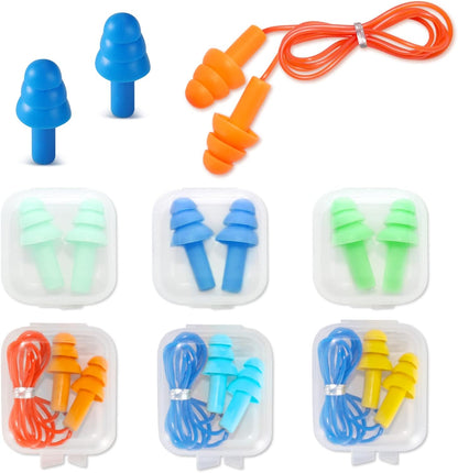Silicone Earplugs for Swimming, Sleeping, Snoring, Work, Concerts - Noise Cancelling, Reusable Ear Protection, 8 Pairs