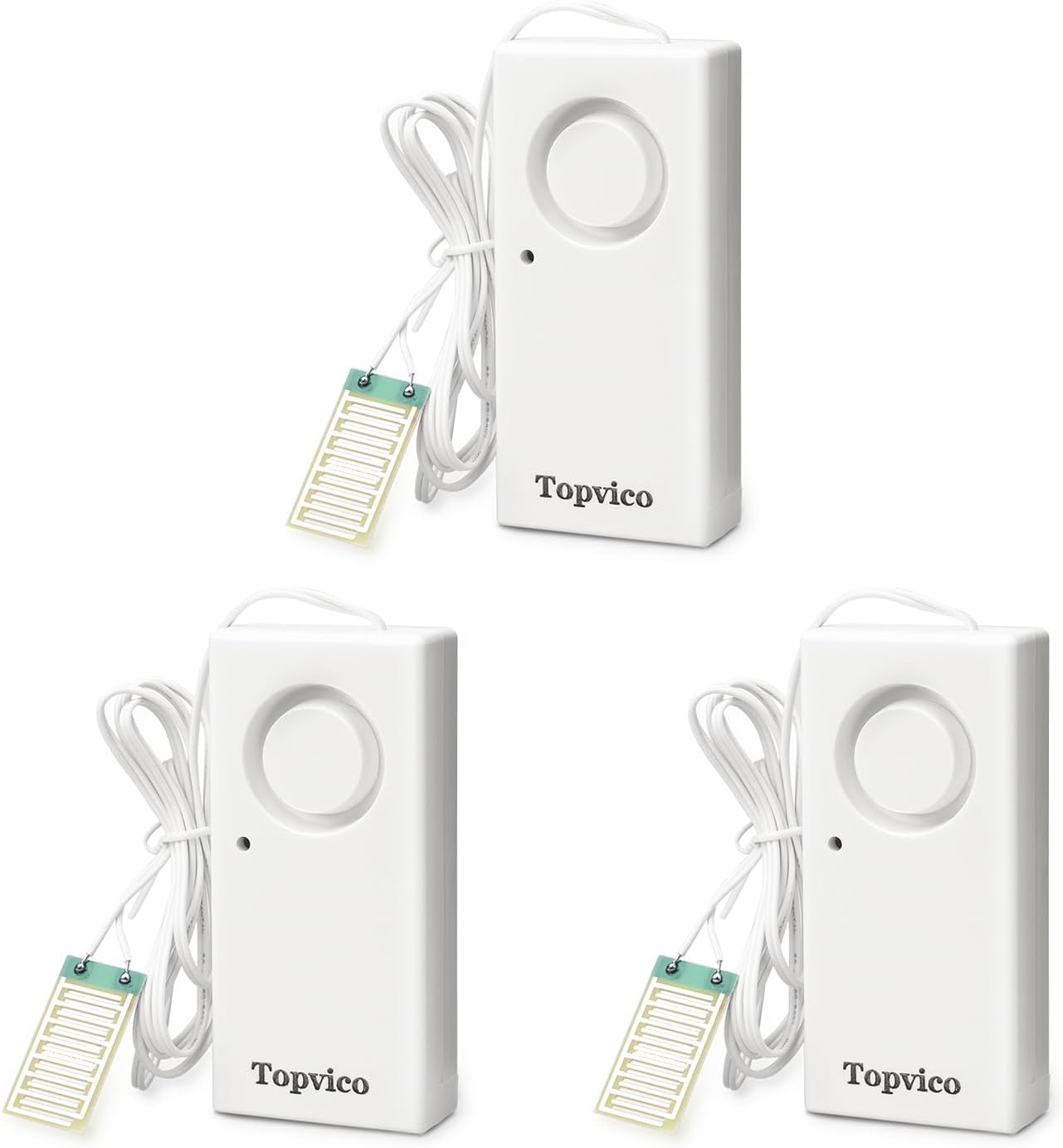 Water Alarms Leak Detector, 120dB, 37.8 Inches Cable, 2 Packs | for Home Basements, RV Water Heater, Sump Pump Overflow Moisture Floor Flood Sensor, Work Alone Battery Operated