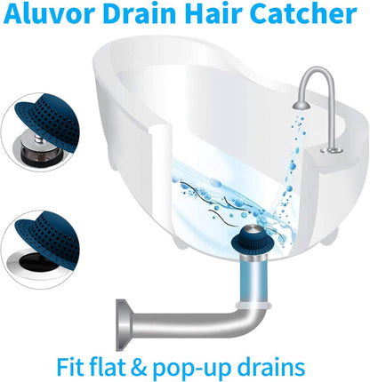 Aluvor Shower Drain Hair Catcher Bathtub Drain Cover Sink Drain Protector | Bathroom Sink & Bathtub Drain Strainer for Pop-Up & Regular Drains, Silver Grey