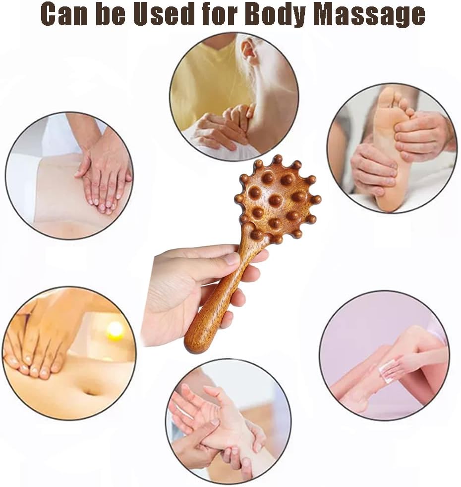 OULIGET Wooden Trigger Point Massage Tool,Spider Shape 5 Legs Massager,Scalp Massager Scraping Tool for Back,Neck,Shoulder and More